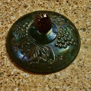 Decorative Metal Lid with Grape and Leaf Design